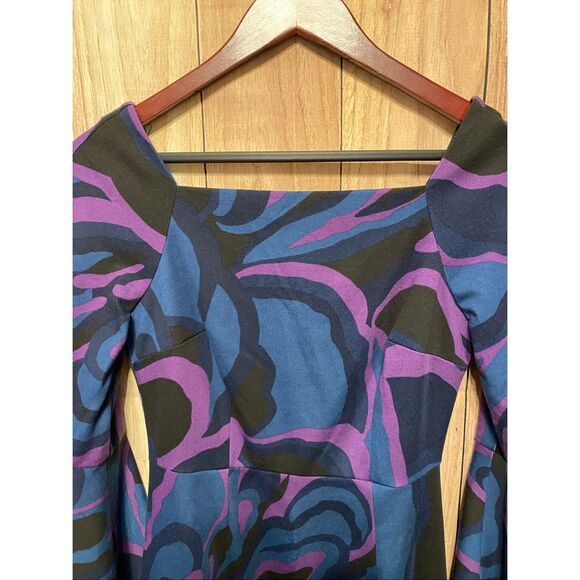 Trina Turk size 2 Miley Garden Bell Sleeve Sheath Dress purple blue - Picture 5 of 10